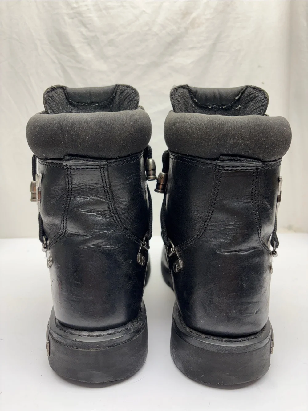 Harley-Davidson Black Leather Moto Zip Lace Boots, SZ 11